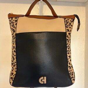 Cole Haan Black and Cream Leopard Backpack